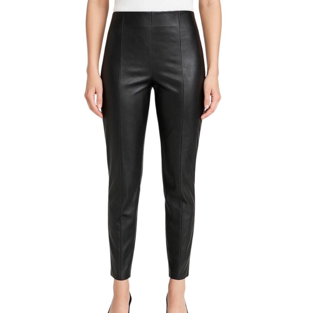 ASOS Design Black Faux Vegan Leather Skinny High Waist Trousers Pants Size 14